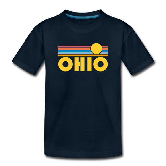 Ohio Youth T-Shirt - Retro Sunrise Youth Ohio Tee - deep navy