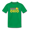 Ohio Youth T-Shirt - Retro Sunrise Youth Ohio Tee - kelly green