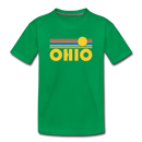 Ohio Youth T-Shirt - Retro Sunrise Youth Ohio Tee - kelly green
