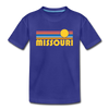 Missouri Youth T-Shirt - Retro Sunrise Youth Missouri Tee - royal blue