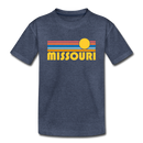 Missouri Youth T-Shirt - Retro Sunrise Youth Missouri Tee - heather blue
