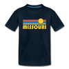 Missouri Youth T-Shirt - Retro Sunrise Youth Missouri Tee - deep navy