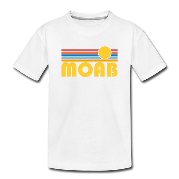 Moab, Utah Youth T-Shirt - Retro Sunrise Youth Moab Tee - white
