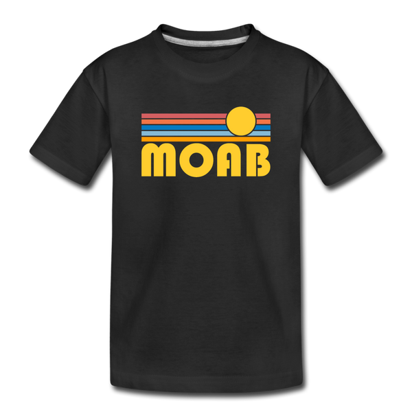 Moab, Utah Youth T-Shirt - Retro Sunrise Youth Moab Tee - black