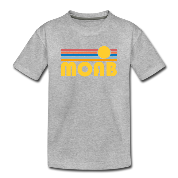 Moab, Utah Youth T-Shirt - Retro Sunrise Youth Moab Tee - heather gray
