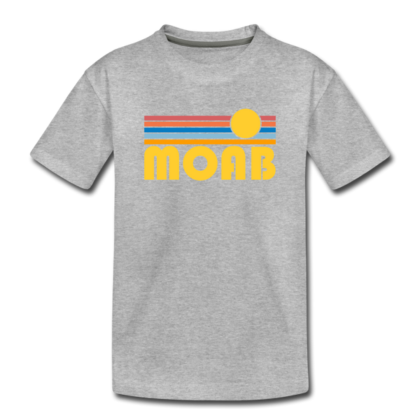 Moab, Utah Youth T-Shirt - Retro Sunrise Youth Moab Tee - heather gray