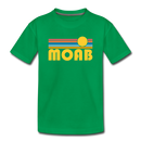 Moab, Utah Youth T-Shirt - Retro Sunrise Youth Moab Tee - kelly green