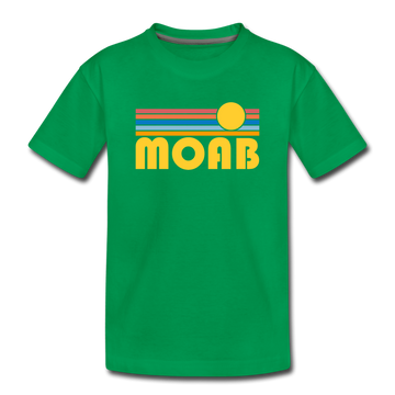 Moab, Utah Youth T-Shirt - Retro Sunrise Youth Moab Tee - kelly green