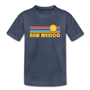 New Mexico Youth T-Shirt - Retro Sunrise Youth New Mexico Tee - heather blue
