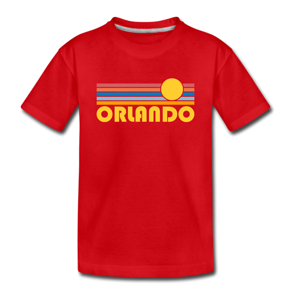 Orlando, Florida Youth T-Shirt - Retro Sunrise Youth Orlando Tee - red