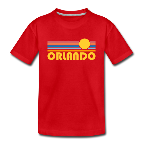 Orlando, Florida Youth T-Shirt - Retro Sunrise Youth Orlando Tee - red