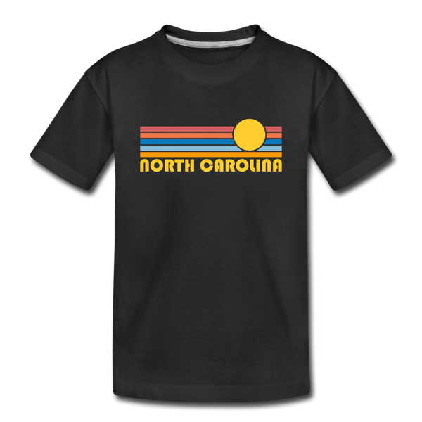 North Carolina Youth T-Shirt - Retro Sunrise Youth North Carolina Tee - black