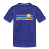 North Carolina Youth T-Shirt - Retro Sunrise Youth North Carolina Tee - royal blue