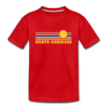 North Carolina Youth T-Shirt - Retro Sunrise Youth North Carolina Tee - red