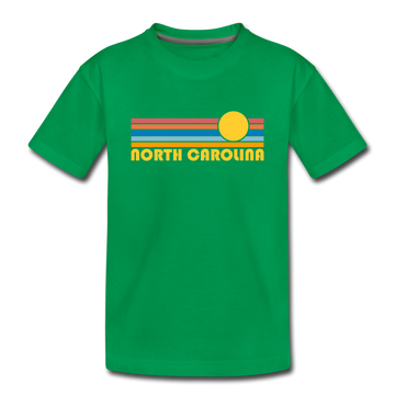 North Carolina Youth T-Shirt - Retro Sunrise Youth North Carolina Tee - kelly green