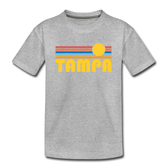 Tampa, Florida Youth T-Shirt - Retro Sunrise Youth Tampa Tee - heather gray
