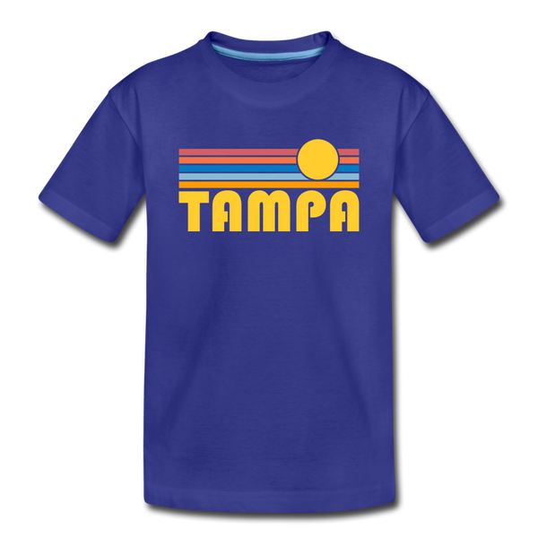 Tampa, Florida Youth T-Shirt - Retro Sunrise Youth Tampa Tee - royal blue