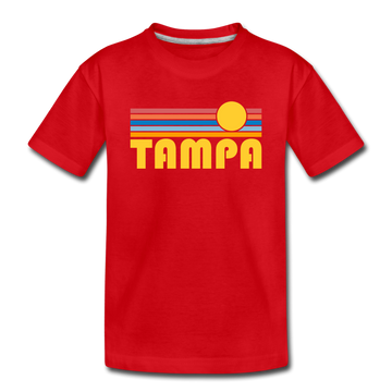 Tampa, Florida Youth T-Shirt - Retro Sunrise Youth Tampa Tee - red