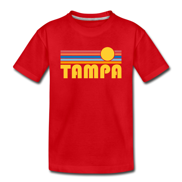 Tampa, Florida Youth T-Shirt - Retro Sunrise Youth Tampa Tee - red