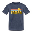 Tampa, Florida Youth T-Shirt - Retro Sunrise Youth Tampa Tee - heather blue