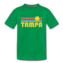 Tampa, Florida Youth T-Shirt - Retro Sunrise Youth Tampa Tee - kelly green