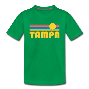 Tampa, Florida Youth T-Shirt - Retro Sunrise Youth Tampa Tee - kelly green