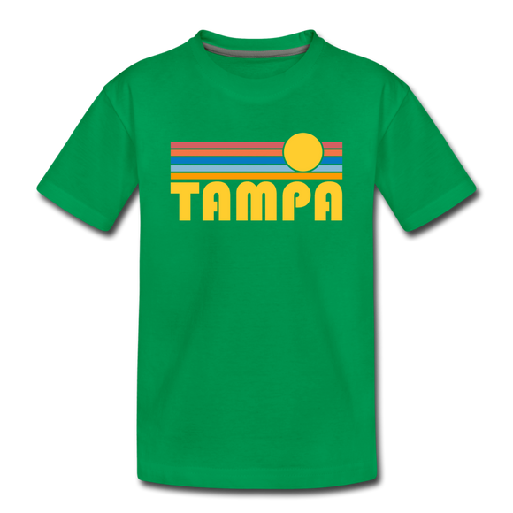 Tampa, Florida Youth T-Shirt - Retro Sunrise Youth Tampa Tee - kelly green
