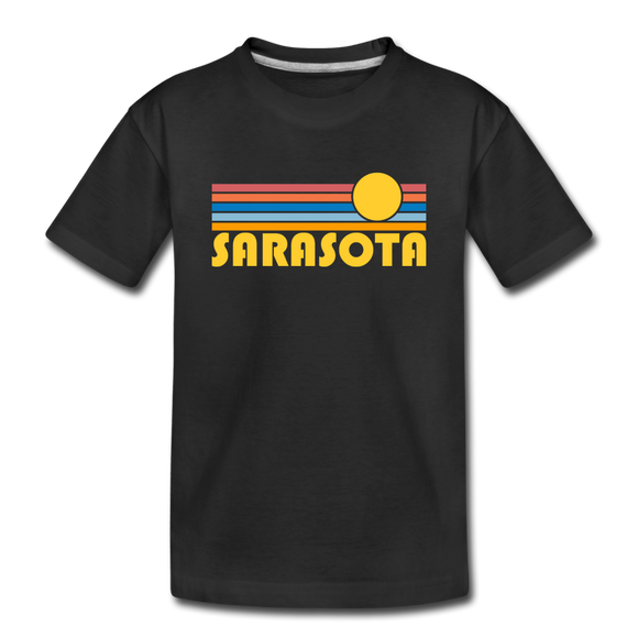 Sarasota, Florida Youth T-Shirt - Retro Sunrise Youth Sarasota Tee - black