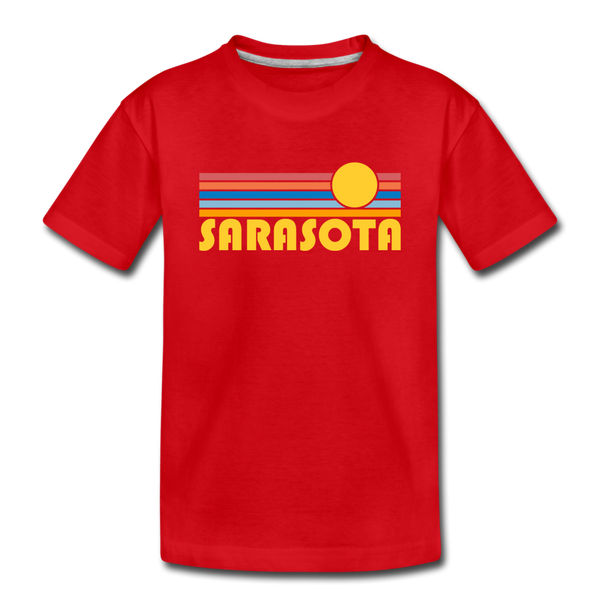 Sarasota, Florida Youth T-Shirt - Retro Sunrise Youth Sarasota Tee - red