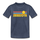 Sarasota, Florida Youth T-Shirt - Retro Sunrise Youth Sarasota Tee - heather blue