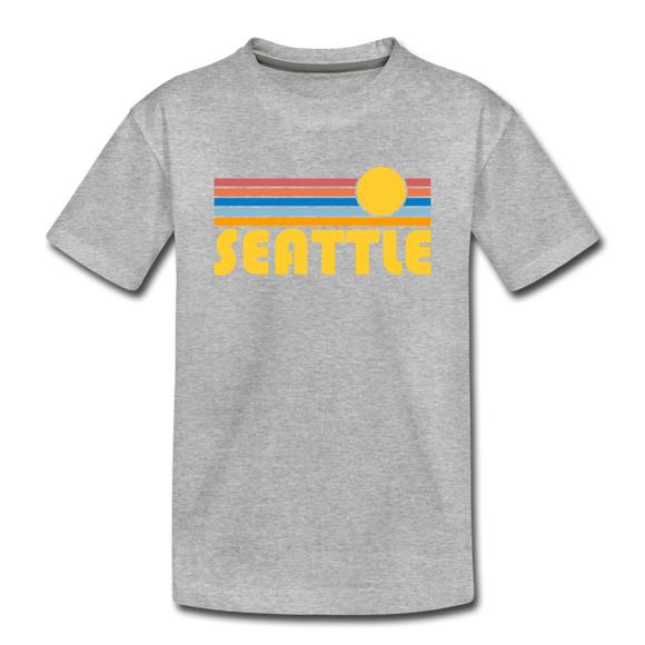 Seattle, Washington Youth T-Shirt - Retro Sunrise Youth Seattle Tee - heather gray