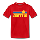 Seattle, Washington Youth T-Shirt - Retro Sunrise Youth Seattle Tee - red