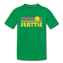 Seattle, Washington Youth T-Shirt - Retro Sunrise Youth Seattle Tee - kelly green