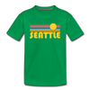 Seattle, Washington Youth T-Shirt - Retro Sunrise Youth Seattle Tee - kelly green