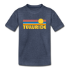 Telluride, Colorado Youth T-Shirt - Retro Sunrise Youth Telluride Tee - heather blue