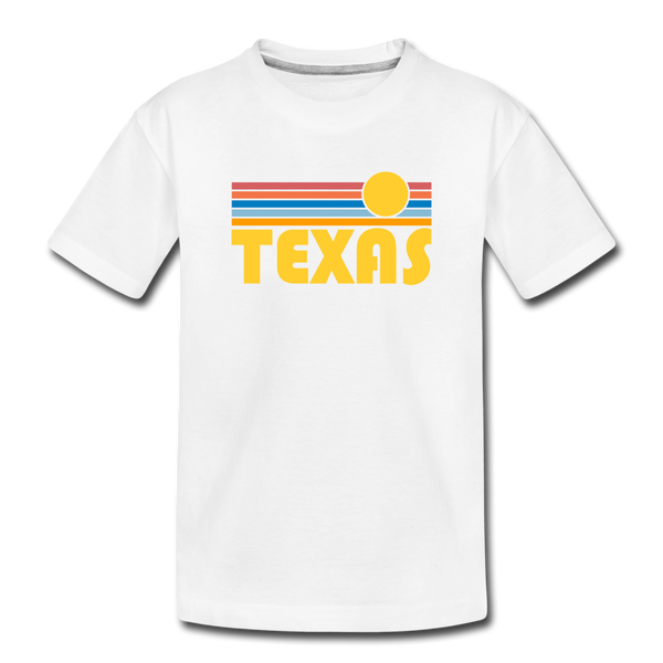 Texas Youth T-Shirt - Retro Sunrise Youth Texas Tee - white