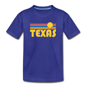 Texas Youth T-Shirt - Retro Sunrise Youth Texas Tee - royal blue