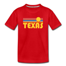 Texas Youth T-Shirt - Retro Sunrise Youth Texas Tee - red