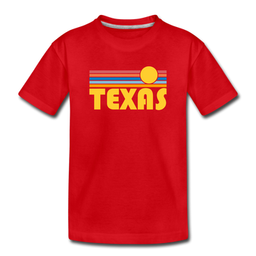 Texas Youth T-Shirt - Retro Sunrise Youth Texas Tee - red