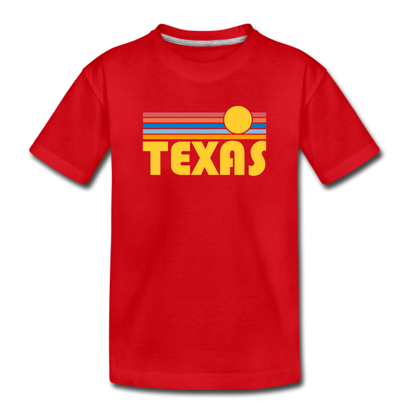 Texas Youth T-Shirt - Retro Sunrise Youth Texas Tee - red