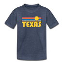 Texas Youth T-Shirt - Retro Sunrise Youth Texas Tee - heather blue