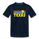 Texas Youth T-Shirt - Retro Sunrise Youth Texas Tee - deep navy