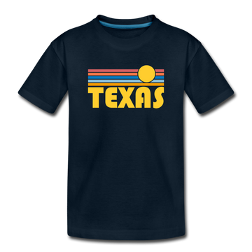 Texas Youth T-Shirt - Retro Sunrise Youth Texas Tee - deep navy