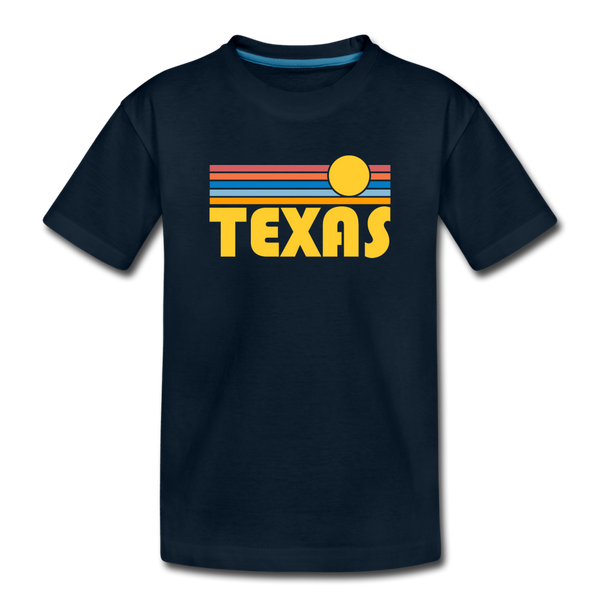 Texas Youth T-Shirt - Retro Sunrise Youth Texas Tee - deep navy