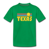 Texas Youth T-Shirt - Retro Sunrise Youth Texas Tee - kelly green