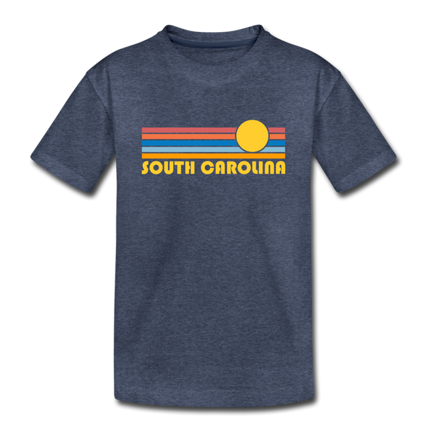 South Carolina Youth T-Shirt - Retro Sunrise Youth South Carolina Tee - heather blue