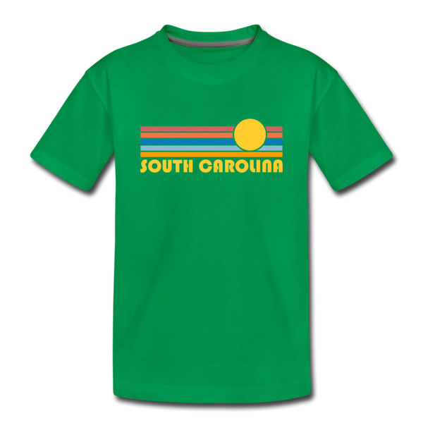 South Carolina Youth T-Shirt - Retro Sunrise Youth South Carolina Tee - kelly green