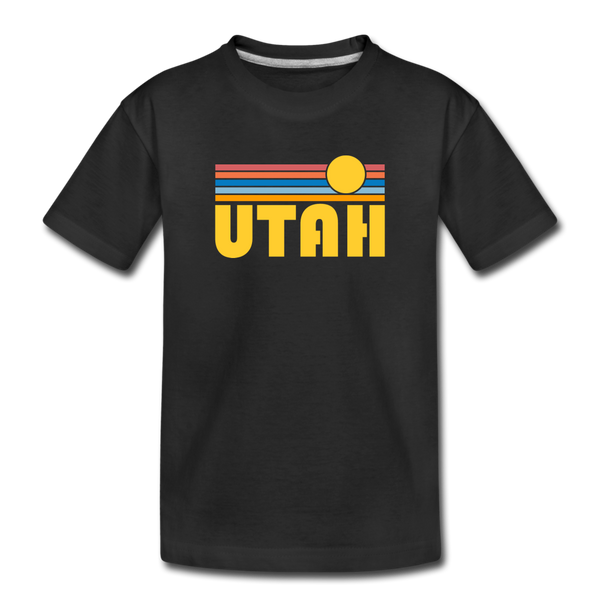 Utah Youth T-Shirt - Retro Sunrise Youth Utah Tee - black