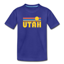 Utah Youth T-Shirt - Retro Sunrise Youth Utah Tee - royal blue