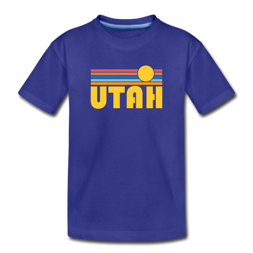Utah Youth T-Shirt - Retro Sunrise Youth Utah Tee - royal blue